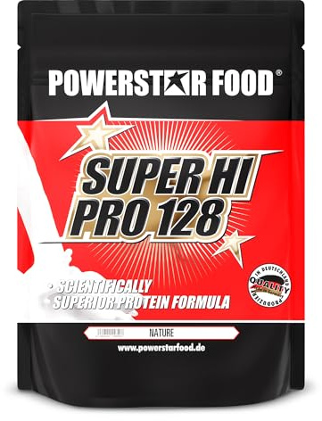 Powerstar Super Hi Pro 128 Natur 1kg - Mehrkomponenten Protein-Pulver | ohne Süßungsmittel höchstmögliche biologische Wertigkeit - neutrales Eiweisspulver mit 81 Prozent Protein - zum Muskelaufbau