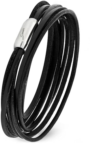 Simaru Bracciale in cuoio, in pelle sostenibile proveniente dall'UE e fissaggio in acciaio inossidabile con magnete