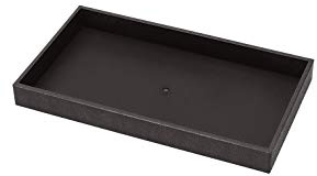 SSWBasics Large Black Plastic Stackable Tray - 14 3/4 W x 8 1/4 L x 1 1/2 H - Set of 3
