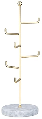 Navaris Schmuckständer aus Marmor und Metall - Schmuckbaum für Ketten Ohrringe Ringe - Deko Schmuck Aufbewahrung - Schmuckhalter Ständer