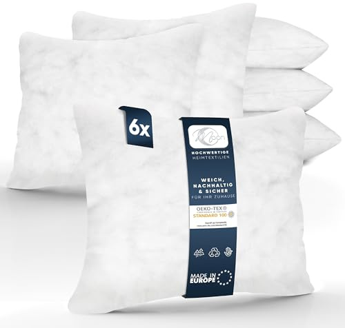 Moon 6er Pack Nonwoven Füllkissen, Innenkissen, Sofakissen ca. 30x50cm - 240g mit gekräuselter Hohlfaser (fest)