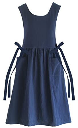 MeYuxg Premium Plus Size Schürze Verstellbare Taille Latzschürze, Weiche Baumwollmischung Schürze mit Taschen, Ideal für Küche,Garten,Backen,Entspannen,auch als Geschenk für Ihre Mutter oder Frau