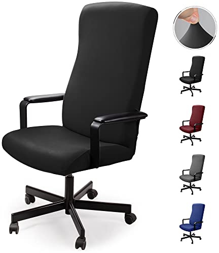Bürostuhl bezug Bürostuhlabdeckung Stuhlhussen Drehstuhl Bezug Moderne Stuhlüberzug Sessel Cover Elastische Waschbar Stuhlhussen Set für die Bürostuhl Computer Schreibtischstuhl(No Stuhl)(Schwarz,2L)