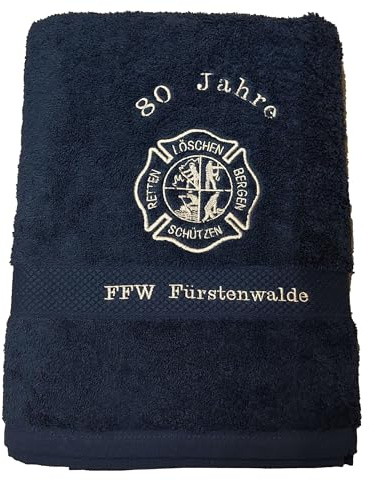 Handtuch Duschtuch, SET Geschenk Feuerwehr Baumwolle bestickt, personalisiert NEU (2er SET 50x100, 70x140, rot)