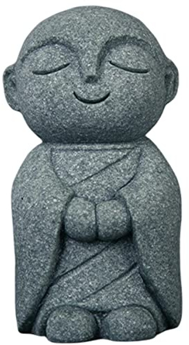 livelyfish Mini-Mönch-Statue, japanische Buddha-Figur, Feng Shui, betender Mönch, Sandstein-Skulpturen für Aquarium, Heimdekoration, 7
