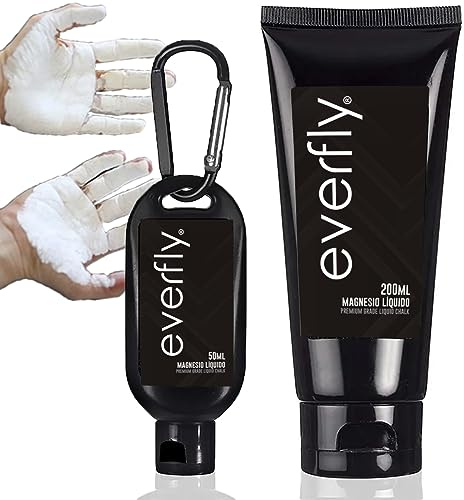 Everfly Liquid Chalk - 250ml - Flüssiges Magnesia - Flüssigkreide Crossfit– Gripping Gel – Klettern Calisthenie, Gewichtheben, Tennis, Padel, Gym Poledance - Flüssigkeit für Hände – Dry Hands