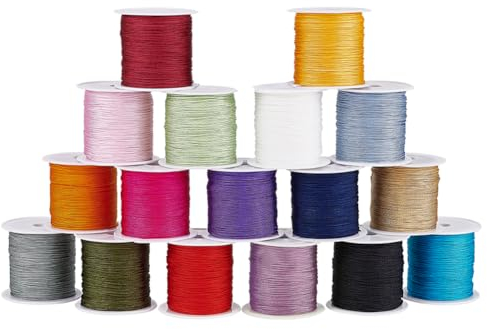 PH PandaHall 360m 0.6mm Nylon Perlenschnur, 17 Farben Armbandschnur Faden Geflochtene Schnur Chinesische Knotenschnur für Schmuckherstellung Makramee Freundschaftsarmbänder Weihnachtsschmuck