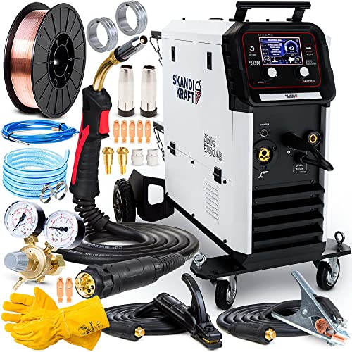 SKANDI KRAFT iTech MIG 350 4R Professionelle Schweißgeräte 400v mit echten 350 Ampere, 3in1 kombi Schweißgerät, 4 Rollen Antrieb/Fülldraht, MIG MAG Auto-Funktion - Premium