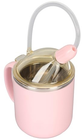 Non-Spill Drinking Beaker Cup for Disabled Adults, 350ml Senior Liquid Feeder for Elderly, Easy Control Maternity Drink Water, Porridge, Soup (Pink)