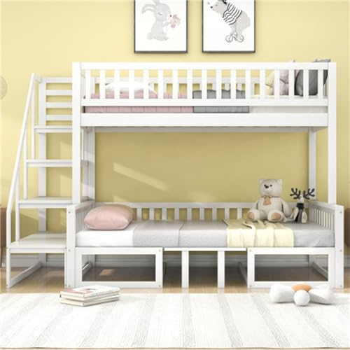 Tcewhhy Litera con Escalera Y Mesa Regulable Cama Infantil De 90x200cm Y 120 * 200cm Cama Alta con Sofá De Madera Cama Juvenil para Niños Jóvenes Cama De Invitados Estructura De Madera De Pino Blanco