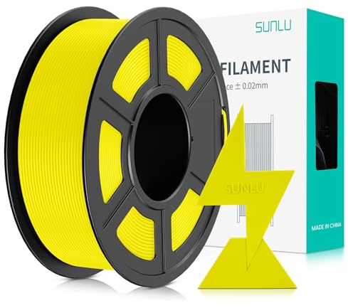 SUNLU 3D Drucker Filament 1.75mm, Hochgeschwindigkeits-PLA, 1KG Spule Gelb, Maßgenauigkeit +/- 0.02mm