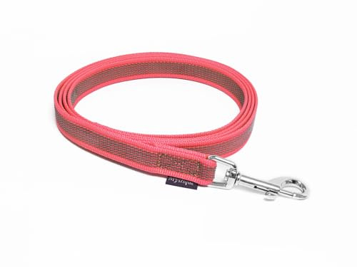 Mystique® Gummierte Leine 20mm ohne Handschlaufe Standard Karabiner neon pink 1m