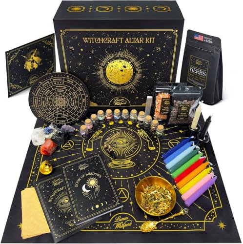 Large Witchcraft Kit 70 pcs - Premium Witch Kit for Beginners - Wiccan Supplies and Tools - Altar Supplies, Crystals, Gemstones, Herbs, Spell Candles