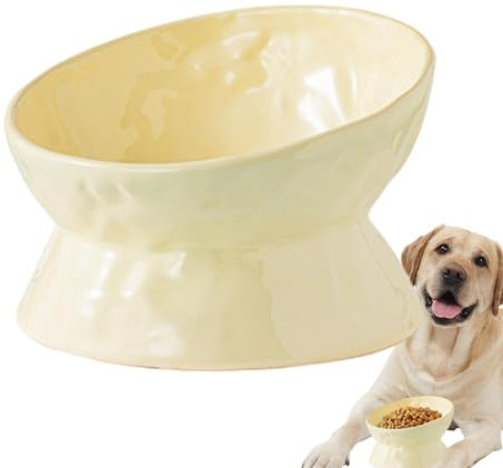 Ciotola rialzata per cibo per gatti, in ceramica, per cibo e acqua, anti-ribaltamento, ampia ciotola per gatti e cani