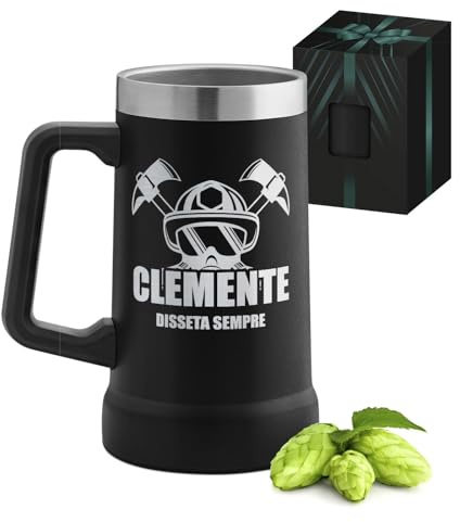 Maverton Boccale birra personalizzato in acciaio inox, Tazza termica | Nera da campeggio 700ml, Tazza personalizzata 6h caldo/10h freddo, Bicchieri birra, Regalo uomo compleanno, Regalo fratello