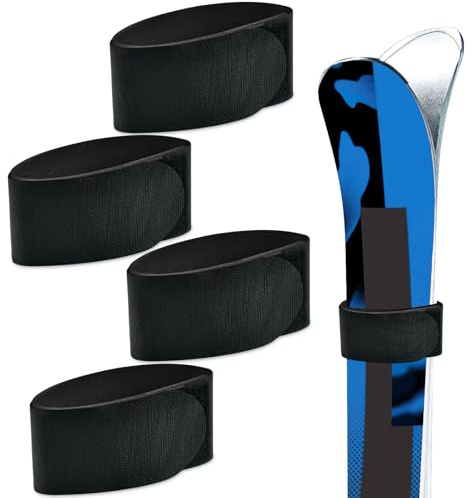Skibänder Klett Ski Strap, 4 Stück Verstellbare Nylon Skigurte mit Klettverschluss, Skier Befestigungsbänder Skiband Klett Skiclip Ski-Klettband, Ski Zubehör für Skibretter Skistöcke Skiausrüstung