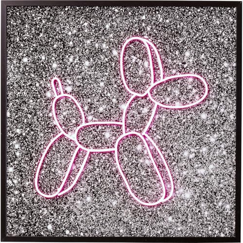 Kare Design Wandbild Balloon Dog, Pink/Grau, Quadratisch, LED Beleuchtung, 80cm Kabellänge, Wandkunst, Bild, Schlafzimmer, Wohnzimmer, Glas, Acryl, 80x80 cm (H/B)