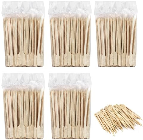 Paquete de 5 pinchos de bambú de 4.7 pulgadas, pinchos para aperitivos, pinchos de cóctel, pinchos de madera para barbacoa, palos de bambú para sándwich