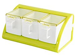 Spice box Kitchen Seasoning Storage Box, Seasoning jars Kitchen Household Wall Mounted Sugar Bowl Salt Spices Jars Organizer Condiment Storage Container Kitchen Seasoning Boxs Gadgets(Green)