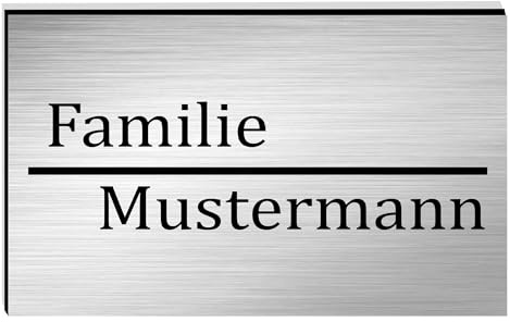 KIWISTAR UG - ab 1x - Namensschild Strich 100x60mm Briefkastenschild selbstklebend - silber-schwarz gebürstet - Klingelschild personalisiert - Briefkastenschild Türschild mit Gravur UV und wetterfest