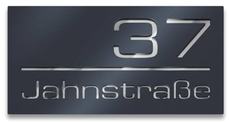 Metzler® Hausnummernschild mit Acrylgravur und 3D-Effekt in Anthrazit RAL 7016 aus Edelstahl V2A witterungsbeständig und UV-resistent 30x15 cm zur Wandmontage außen Fassade