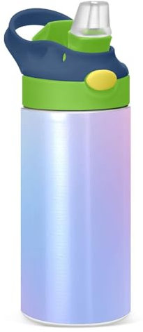 JUMBEAR Bouteille d'eau de 350 ml pour enfants, bouteille d'eau isotherme avec couvercle à paille, bouteille d'eau en acier inoxydable pour garçons et filles