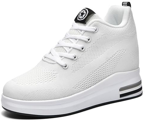 Baskets Compensées Femme Chaussure de Gym Plateforme Respirantes Sneakers Fitness Baskets Casual Lacets Chaussures Talon de 8cm