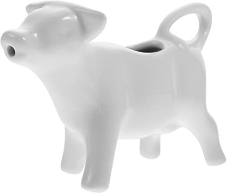 DINHEAROM Pot à Lait Céramique Forme Animal Pichet Multifonction Pour Café Sauce Et Épices Crémier Blanc Résistant Pour Cuisine Et Restaurant