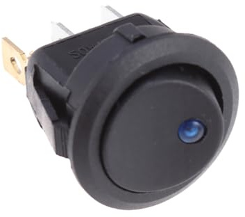 GETAJGHSD Pulsador Botón Para Coche Con Luz Led Azul 12 v Redondo Con Interruptor De 3 Posiciones Para Automóviles y Motocicletas, Controlador Eléctrico Pequeño Para Uso Agua y Vehículo