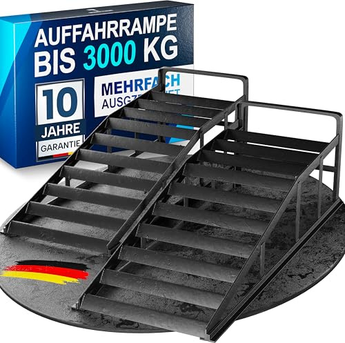 WERKTHOR Rampe Sollevamento Auto in Metallo [Set di 2] – Rampe per Auto Fino a <3t – Rampa Alta Resistenza per Ogni Superficie – Pedane Auto Robuste