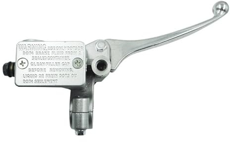 Manetas Moto Bomba de freno de motocicleta, cilindro maestro delantero, palanca de freno hidráulico derecha for moto de cross, cuatriciclo, ciclomotor, scooter, buggy, Go Kart(Silver)