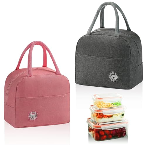 MYLERCT 2 Piezas Bolsa Térmica Portátil, 6.5L Nevera Portátil Tela, Lonchera Térmica Reutilizable para Trabajo, Picnic, Viajes, Bolsa Térmica Porta Alimentos para Hombre y Mujer