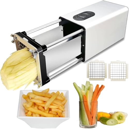 Commercial Electric Potato Chipper - Stainless Steel French Fry Cutter for Professional Kitchens, Fast Food Prep
