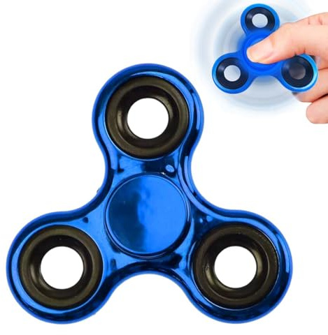 JUGUTA Fidget Spinners, 1 Pieza, Spinner Metálico Acero Inoxidable, Alta Velocidad 3-5 Min, Juguete Sensorial Antistrés, Color Azul, Medidas 7.6X7.6X0.9Cm.