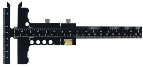 Carpentry Marking and Measuring Tool Woodworking Scriber Gauge in Aluminum Alloy with T Square and Sliding Function (B)