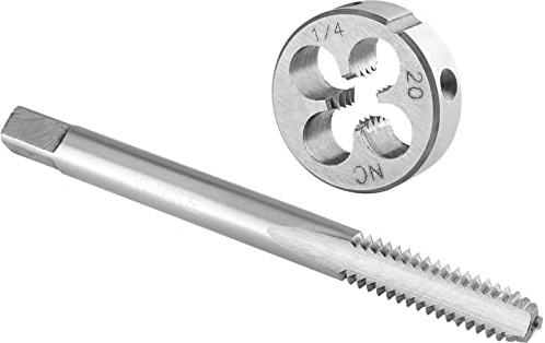 OYSKGNCMW Juego de machos y terrajas de 1/4-20 UNC, para Mano Izquierda, machos y terrajas de Rosca a máquina de 1/4 x 20 UNC, Redondos