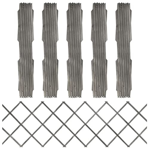 Lot de 5 clôtures pour plantes grimpantes - En bois massif - Gris - 180 x 60 cm - Extensible - Pour jardin, brise-vue, plante - Clôture robuste