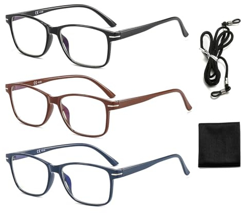 Suertree 3 Pack Blaulichtfilter Lesebrille Herren Anti Blaue Reading Glasses Lesehilfe Augenoptik Sehhilfe Computerbrille Blockiert Lesebrille Damen 0.0X-3.5X