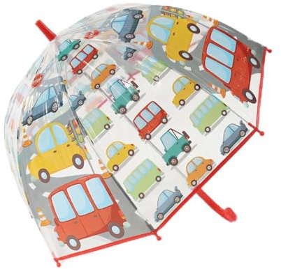 Rylae Regenschirm Kinderschirm Stockschirm Windsicher Robustheit Regen Regenschirm Transparent mit Druck Kinderregenschirm Durchsichtig Junge Mädchen Kuppel-Blasenschirm Durchmesser 70cm