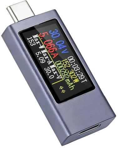 Testeur USB C Meter de Tension, Multimètre Numérique de Type C