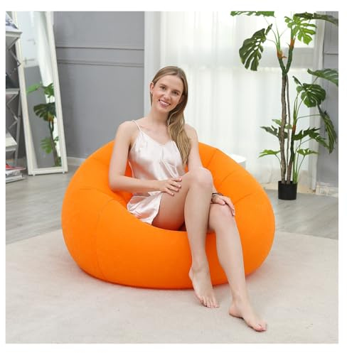 Tragbarer Aufblasbarer Sessel, Einfacher Aufbau, Bequeme Sitzgelegenheit for Camping, Outdoor-Filmabende Und Entspannung(Orange)