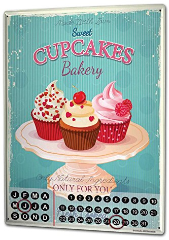 Wandkalender 2019 Jahreskalender Dauerkalender 2020 Kalender 2021 Terminplaner Fotokalender Essen Restaurant Cupcakes Metall Magnet