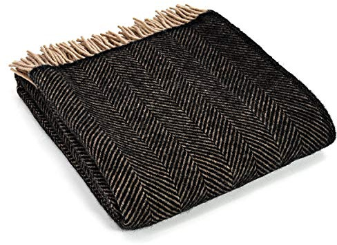 Tweedmill Textiles Wolldecke mit Fischgrätenmuster, Vintage-Stil, hergestellt in Großbritannien