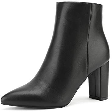 DREAM PAIRS Women's Chunky Heel Ankle Booties,Black/Pu,11