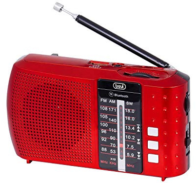 Trevi RA 7F20 BT Radio Portatile Multibanda con Bluetooth, USB, MicroSD, Batteria Ricaricabile, Rosso