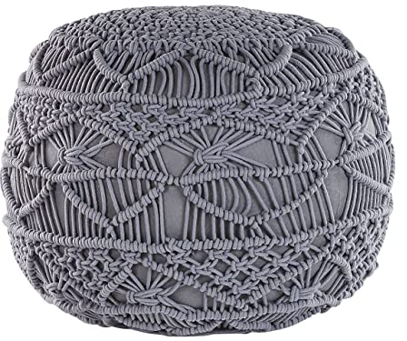 Beliani Pouf grau 40 x 40 cm rund gestrickt Baumwolle Kayseri
