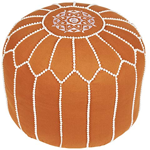 Runder Pouf Sitzpouf aus Baumwolle Chems Braun ø 45cm Rund Ohne Füllung | Sitzkissen Bodenkissen Kissen Orientalisch | Sitzpuff Hocker Sitzhocker Fusshocker bestickt als Orientalische Dekoration