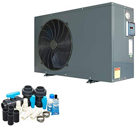 well2wellness ON/Off Pool Wärmepumpe Mida.Quick 10 - Poolheizung mit Einer Heizkapazität bis 9,5 kW Plus Bypass Set Basic + Abdeckung