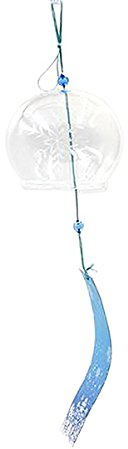 Glass Wind Chime Bell Hanging Ornament Blossom Pattern | White Borosilicate Glass and Cotton Thread, Fine Stability and Heat Resistant, for Office Windows or Living Room