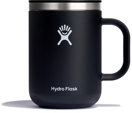 Hydro Flask Travel Coffee Mug 709 ml (24 oz), Stainless Steel & Vacuum Insulated with Press-In Lid, Black